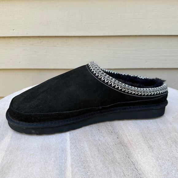 Lamo Womens Size 12 Suede Slippers Black Cirrus Footbed Cozy Fur Lined Slip-On - Picture 5 of 12